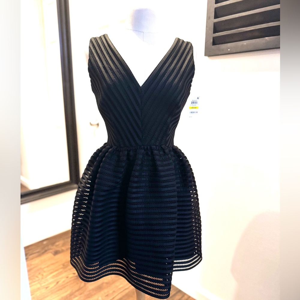 Bar III Black Textured cocktail Dress